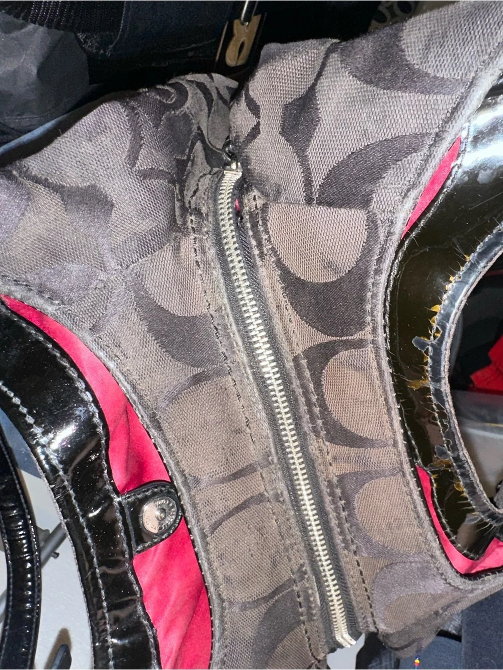 Coach Black Signature Tote with Silver Horse & Carriage Emblem